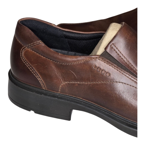 ECCO Brown Leather Slip-On Loafers Men’s Size 13 US 47 EU New Comfort Shoes - Picture 5 of 10